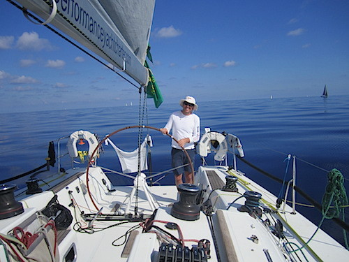 Jonny at the wheel during the calm before....