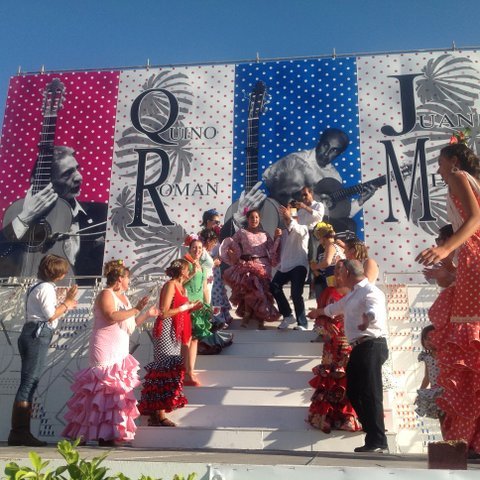 An open air dancing exhibition in La Linea