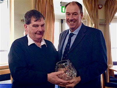 John Doran accepts the Volunteer of the Year Award from Commodore Brian Turvey and John wanted the audience to know that he was accepting it on behalf of the team who were involved in the purchase of 'Star Point'