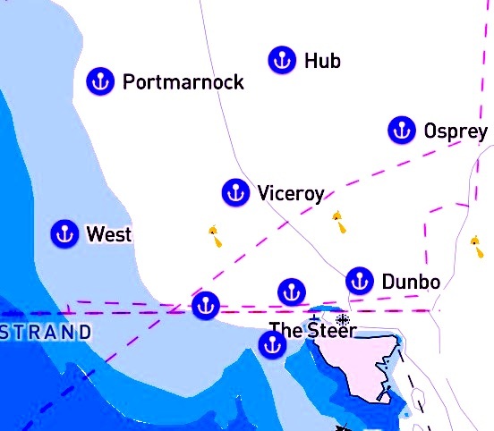 Approximate locations of winter race marks