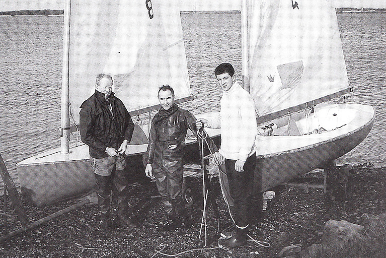 Winter training with the Olympic Finns at Broadmeadow Water in Malahide in 1965 with Sean Flood, Neville Maguire and Richard Burrows.