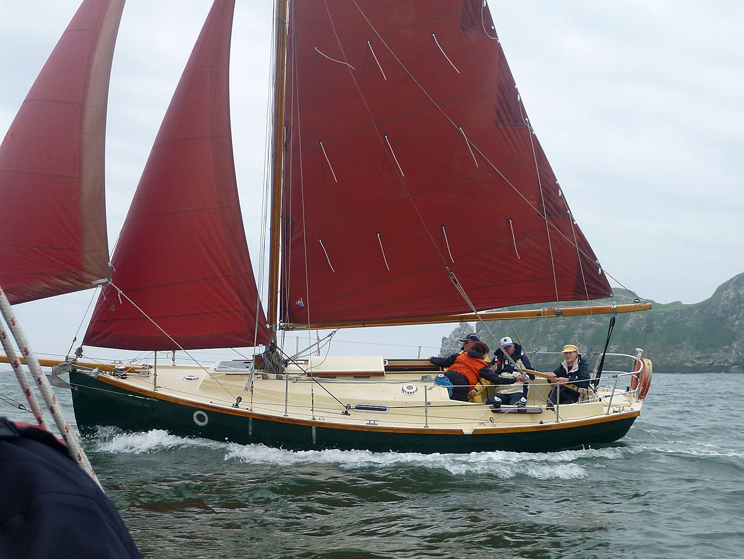 Mark Lynch at the helm of his Cornish Crabber 'Alice'