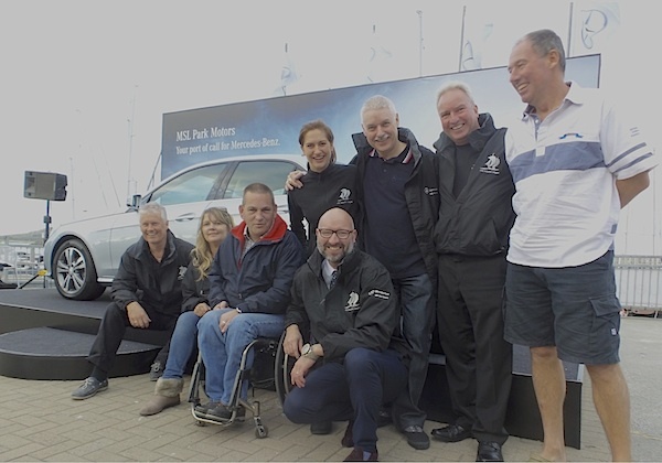 L-R: Peter Fagan (Imagepak), Andrea Byrne (MSL Park Motors), event chairman Feargal Kinsella, Patrick Manning (MSL Park Motors) - standing: Joanne Kavanagh, Brendan Grace and Gerry McVey (MSL Park Motors) with Commodore Brian Turvey