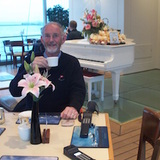 Pat Murphy having afternoon tea on the Britannia