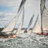 Howth 17s cross tacking as 'Rosemary' bears away from 'Rita'